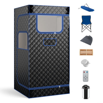 Sauna À Vapeur Portable 3L Avec Chaise Pliable Pour 1 Personne Avec 9 Niveaux Température Masseur De Pieds Minuterie Noir/Gris/Café
