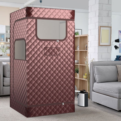 Sauna À Vapeur Portable 3L Avec Chaise Pliable Pour 1 Personne Avec 9 Niveaux Température Masseur De Pieds Minuterie Noir/Gris/Café