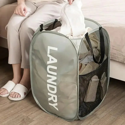 Mesh Pop-Up Laundry Basket, Laundry Basket, Foldable Dirty Clothes Storage Basket, Large Capacity Storage Basket