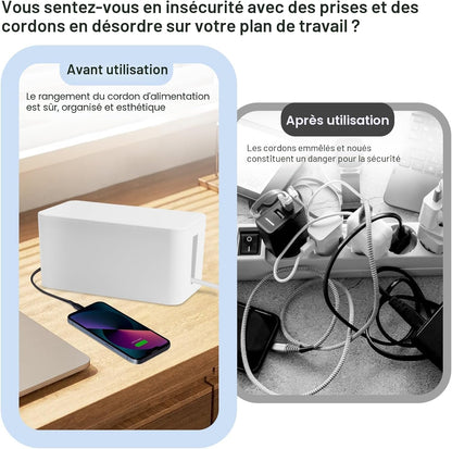 Boîte De Rangement Pour Câbles, Boîte Cache-Câble, Cache Multiprise, Boîte De Gestion Des Câbles, Boîte Pour Câbles Pour Cache Multiprise, Garder Les Câbles Bien Rangés - Blanc