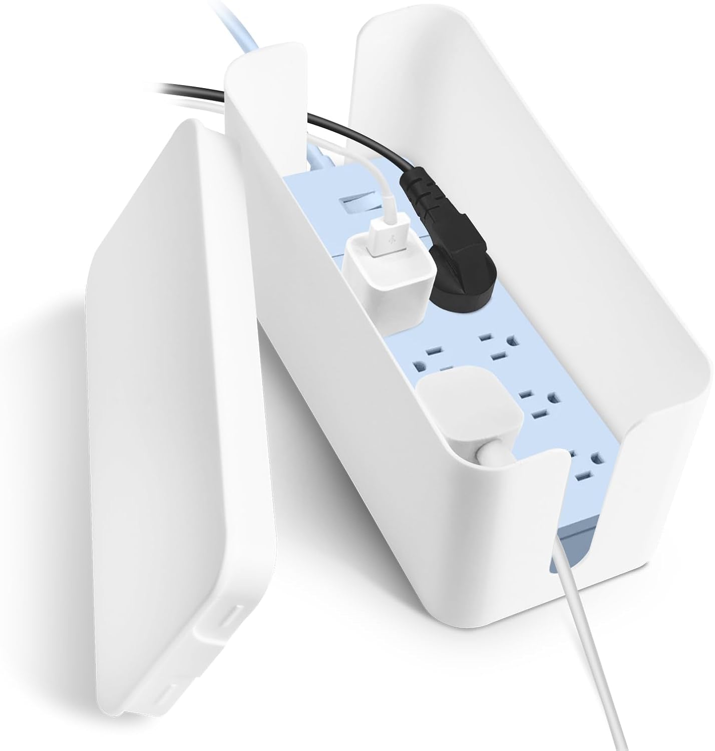 Boîte De Rangement Pour Câbles, Boîte Cache-Câble, Cache Multiprise, Boîte De Gestion Des Câbles, Boîte Pour Câbles Pour Cache Multiprise, Garder Les Câbles Bien Rangés - Blanc