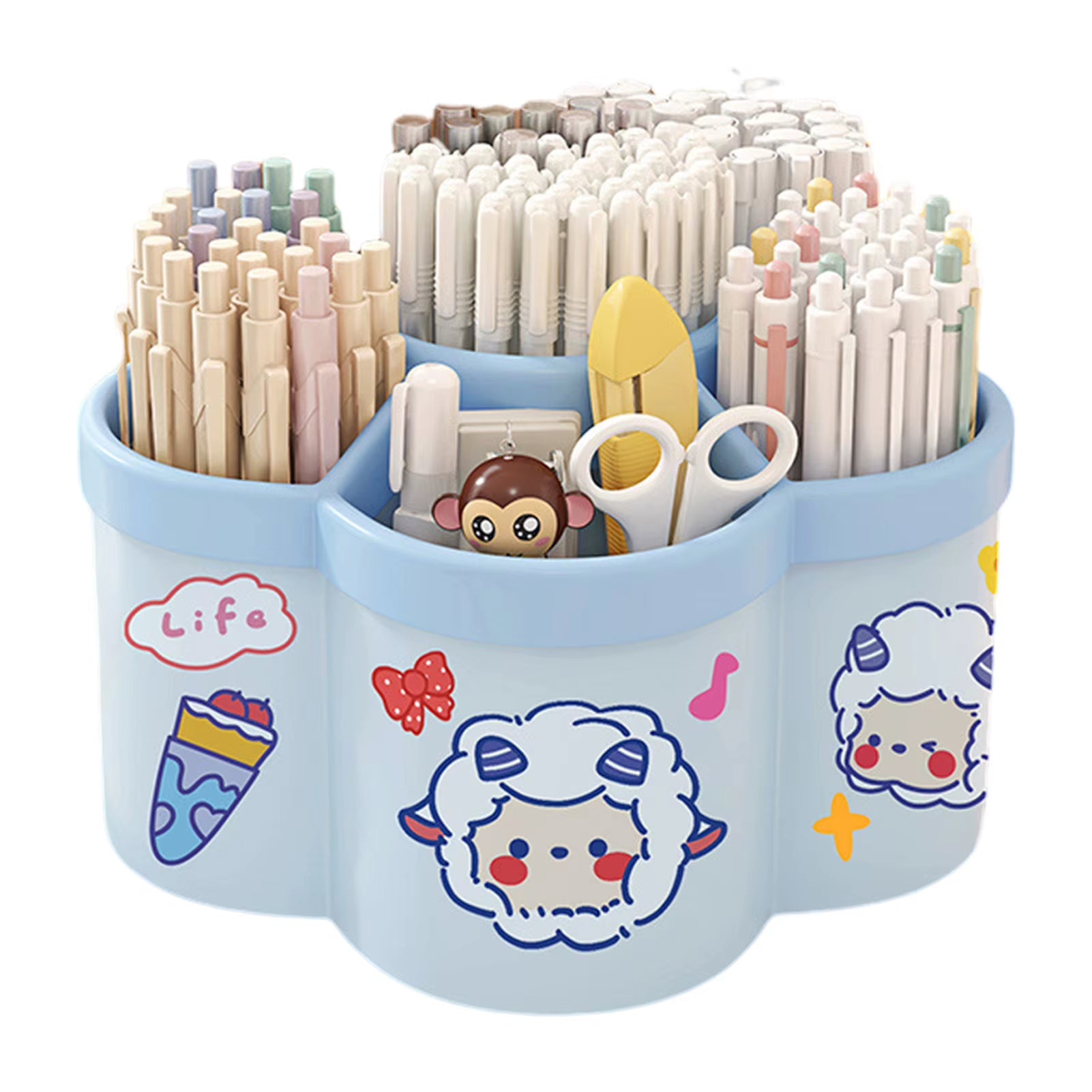Rotating Pen Holder Desk Organizers Large Capacity Pen Storage Box Cosmetic Brush Organization Box Study Dormitory Accessories